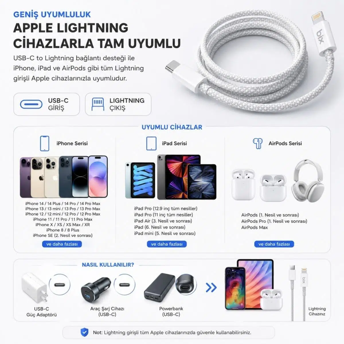 Bix T4CL-WT 1 Metre Beyaz 27W Type C to Lightning Şarj Kablosu, Manyetik Tasarımlı Örgülü Hızlı Şarj ve Data Kablosu, (Tüm Lightning iphone ve ipad ile Tam Uyumluluk) Bix T4CL-WT 1 Metre Beyaz 27W Type C to Lightning Şarj Kablosu, Manyetik Tasarımlı Örgülü Hızlı Şarj ve Data Kablosu, (Tüm Lightning iphone ve ipad ile Tam Uyumluluk)