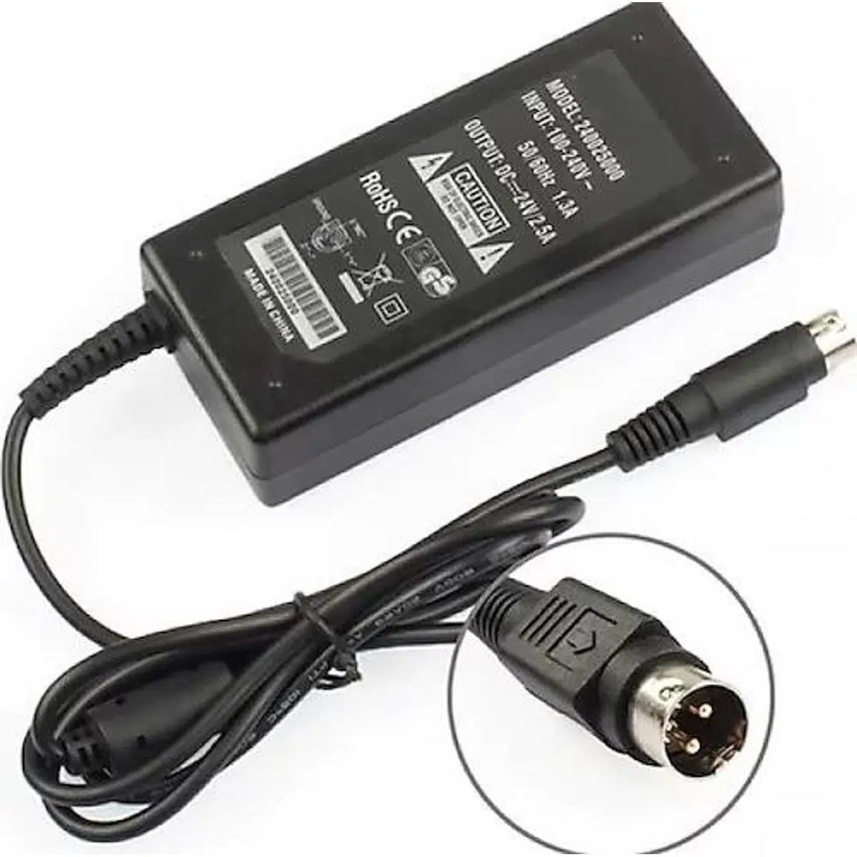 FAST C202C 24V 2.5A Oval 4 Pin Uç 60W Adaptör, Yazarkasa, POS ve Barkod Yazıcı Uyumlu AC Güç Adaptörü, Şarj Aleti ve Güç Kaynağı