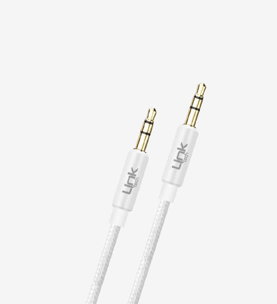 LinkTech A577 Beyaz 1 Metre Örgülü Metal Jaklı 3.5mm AUX Kablosu, Stereo Ses Kablosu LinkTech A577 Beyaz 1 Metre Örgülü Metal Jaklı 3.5mm AUX Kablosu, Stereo Ses Kablosu