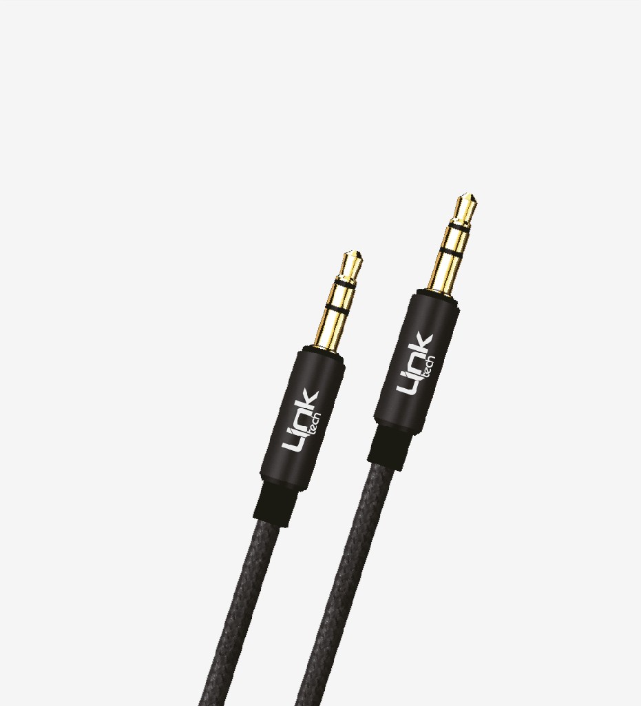 LinkTech A577 Siyah 1 Metre Örgülü Metal Jaklı 3.5mm AUX Kablosu, Stereo Ses Kablosu LinkTech A577 Siyah 1 Metre Örgülü Metal Jaklı 3.5mm AUX Kablosu, Stereo Ses Kablosu
