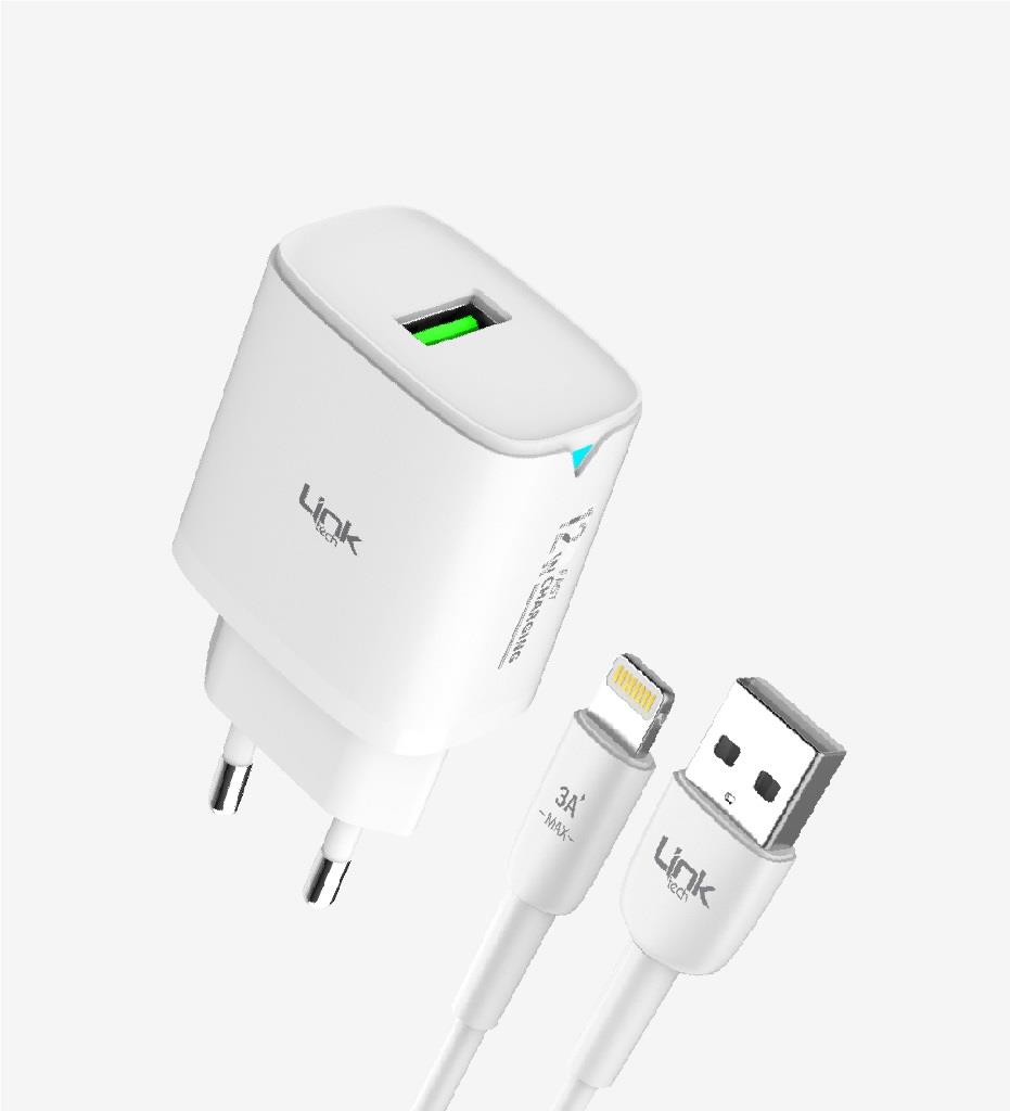 LinkTech Beyaz C302 Safe 5V 2.4A 12W Lightning Kablolu Hızlı Şarj Cihazı LinkTech Beyaz C302 Safe 5V 2.4A 12W Lightning Kablolu Hızlı Şarj Cihazı