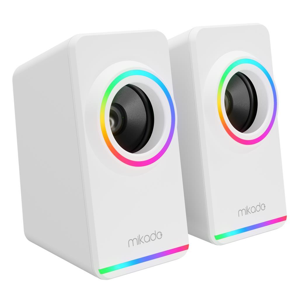 Mikado MD-182 2.0 3W*2 Beyaz RGB Aydınlatmalı USB + 3.5mm USB 5V Speaker Hoparlör Mikado MD-182 2.0 3W*2 Beyaz RGB Aydınlatmalı USB + 3.5mm USB 5V Speaker Hoparlör