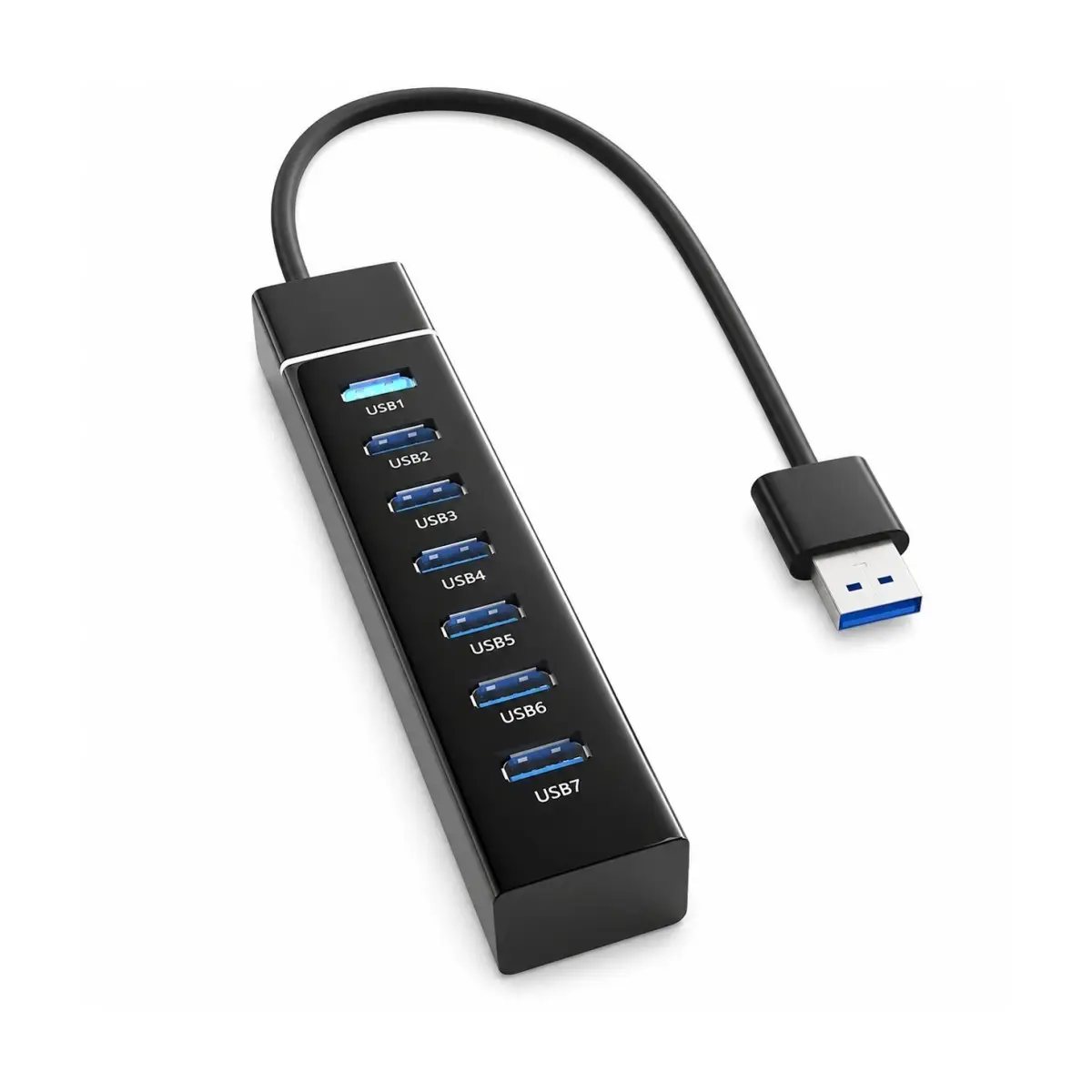 PrimeX PX-307 USB 3.0 Hub 7 Port Çoklayıcı, 25 cm Kablolu USB Çoklayıcı Hub, Laptop Masaüstü PC Uyumlu, Klavye Mouse Flash Bellek ve USB Aygıtları İçin