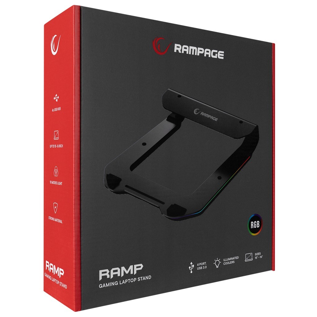 Rampage ADS-T6U RAMP 4 Adet USB 3,0 HUB ile RGB Işıklı Alüminyum Dizüstü Bilgisayar Standı Rampage ADS-T6U RAMP 4 Adet USB 3,0 HUB ile RGB Işıklı Alüminyum Dizüstü Bilgisayar Standı