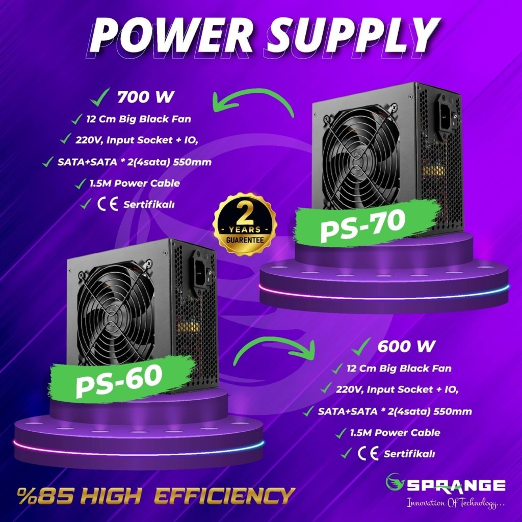 Sprange PS-70 700W 12cm Fan Aktif PFC Power Supply, 700W PSU Sprange PS-70 700W 12cm Fan Aktif PFC Power Supply, 700W PSU